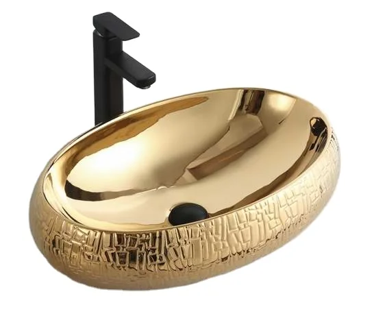 china manufacturer ceramic  gold   color  bathroom sink hotel wash basin (1600249902189)