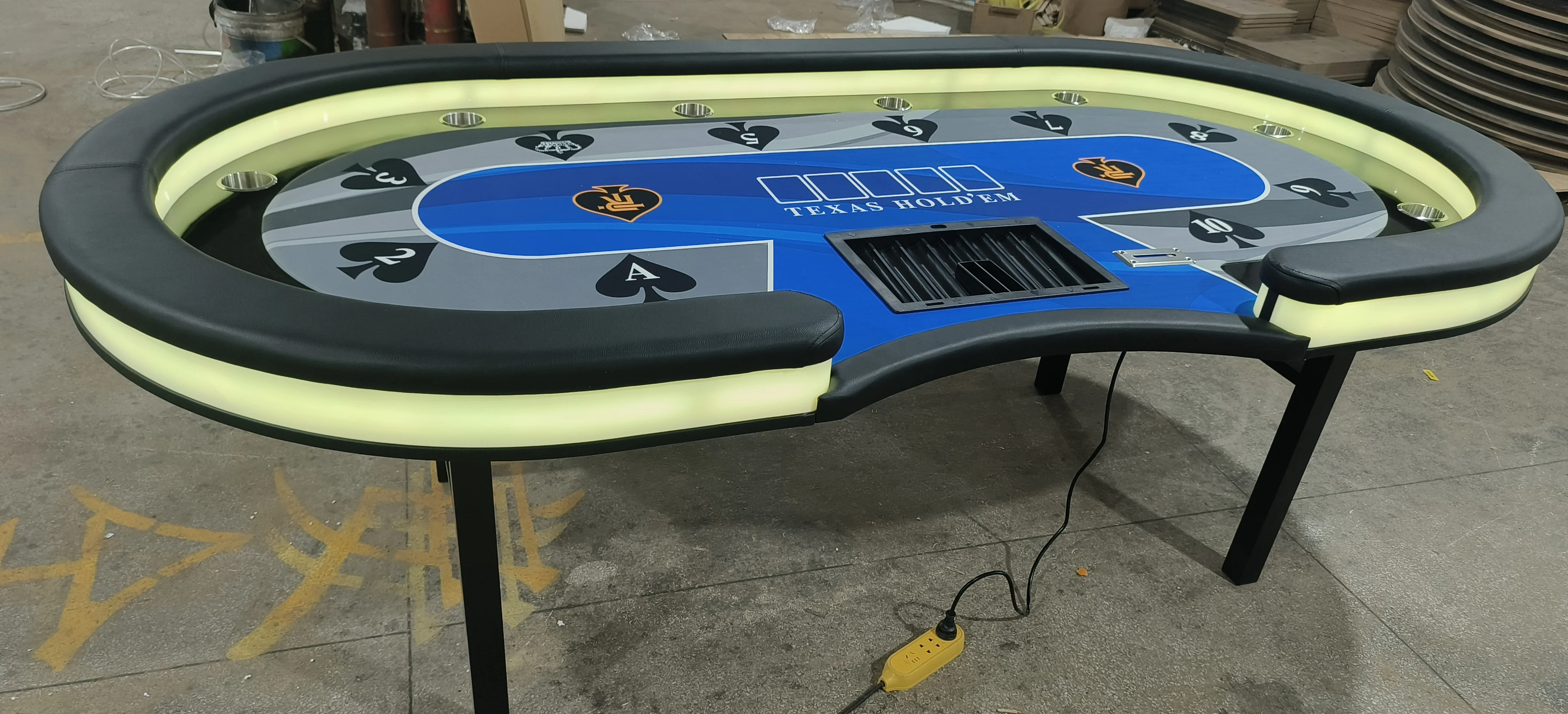 Foldable Metal Leg Poker Table 96 Inch 84 Inch Professional Casino Texas Blackjack Game Table Folding
