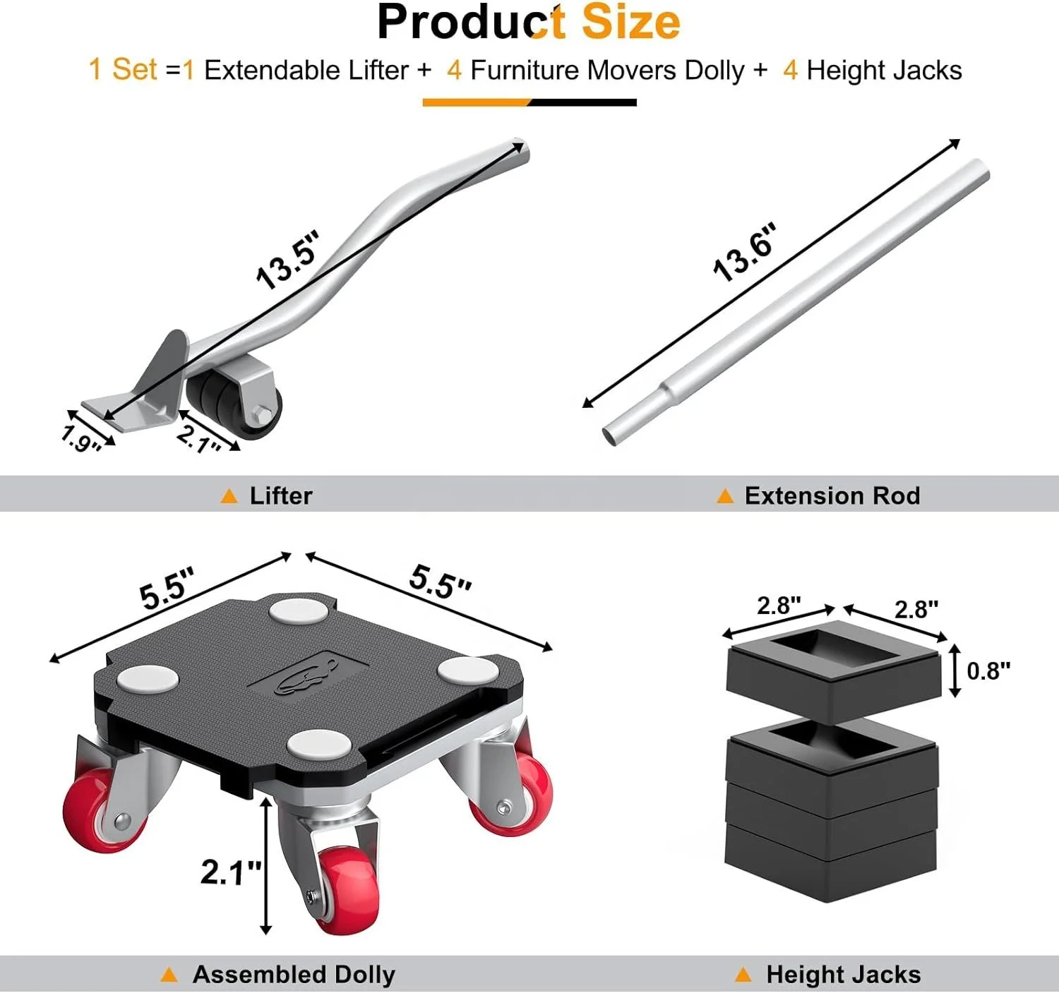 Furniture Lifter Mover Tool Set for Moving Equipment Heavy Furniture Appliance Refrigerator Sofa