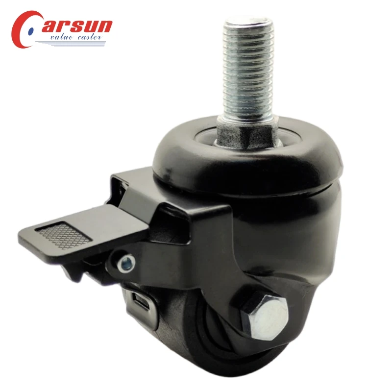 2 inch swivel thread stem brake nylon casters