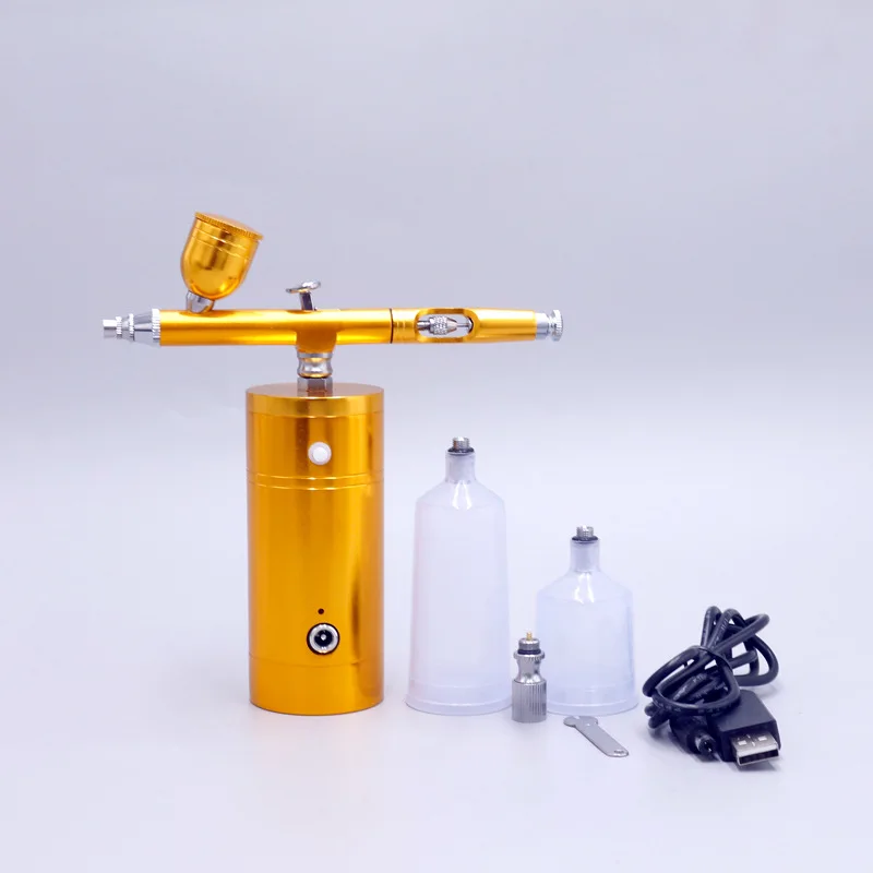 Fashion Airbrush Gun Kit with Compressor Rechargeable Handheld Airbrush Kit Paint Set Portable Mini Airbrush for Cake Decorating