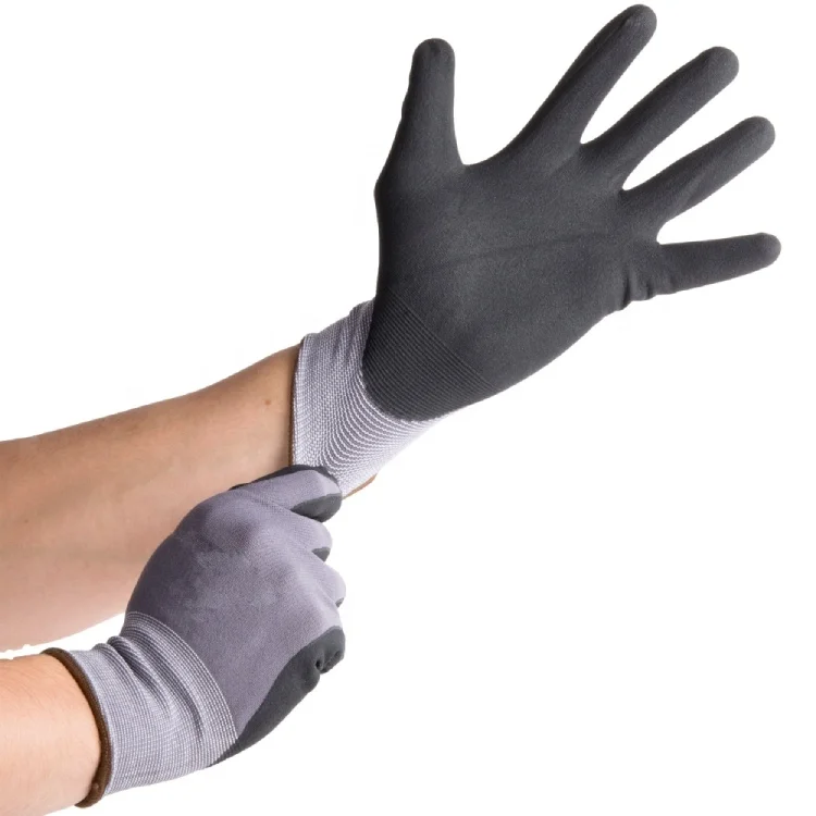 
Wefocus High Quality Free Sample 15g Foam Nitrile Glove Finish Nylon Nitrile Foam Gloves For Industry Work 