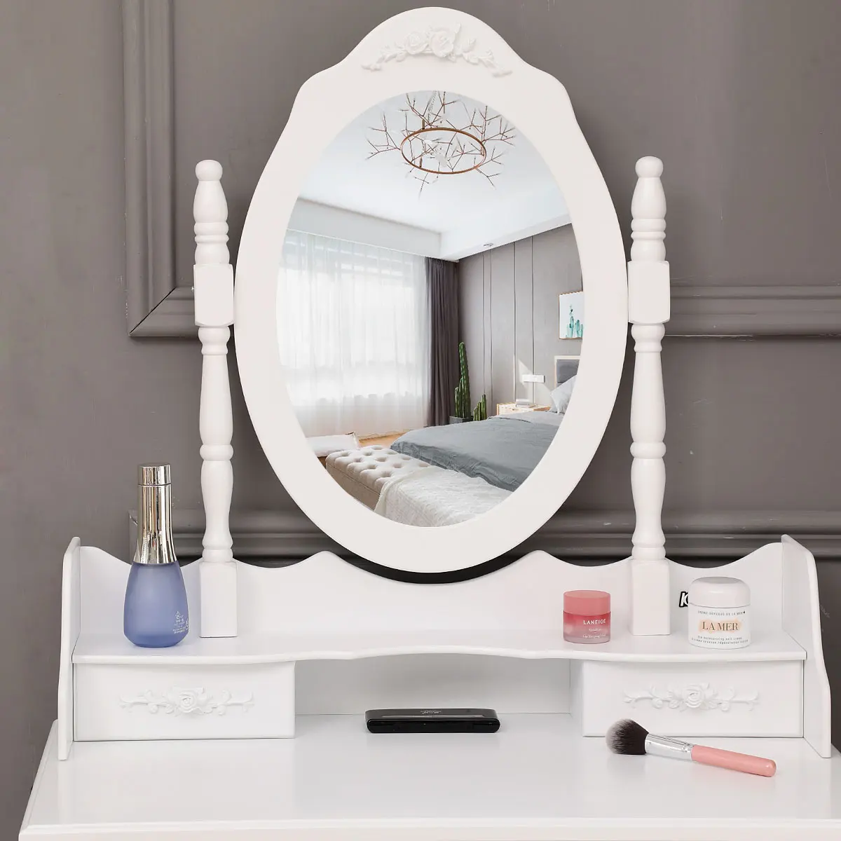  Best Sell Mirrored Make up Vanity Table Modern Dressing Set with Stool for Living