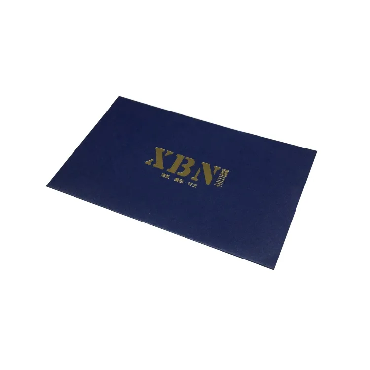 Colorful Customized Envelope Packaging Fancy Blue Paper Envelopes with Golden Foil Edge and QR Code