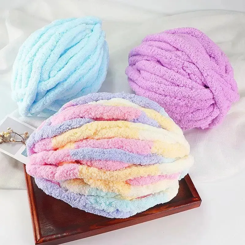 Wholesales Knit Giant Soft Crochet Polyester Hand Knitting Chunky Chenille Thick Jumbo Yarn For Blanket