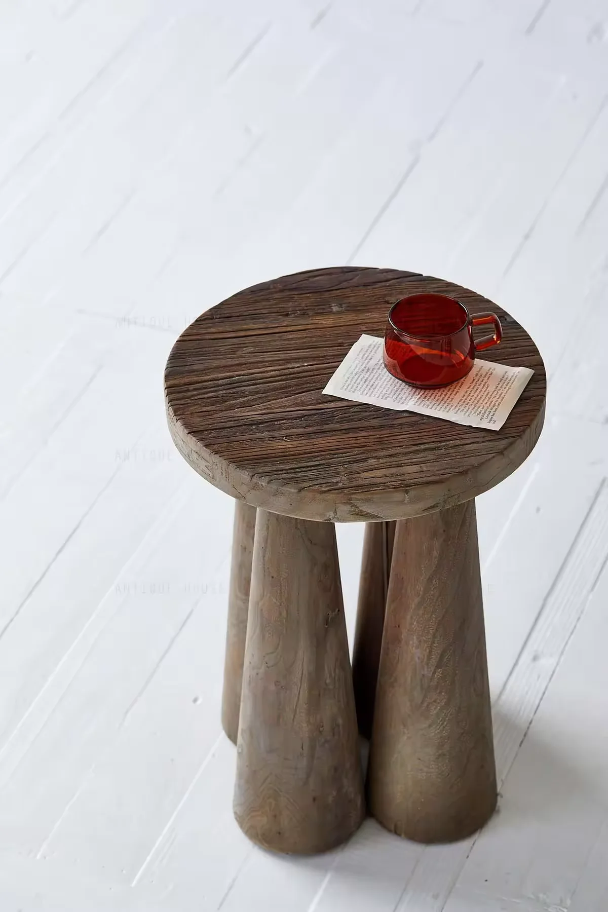 Scandinavian Rustic Interior Living Room Furniture Antique Reclaimed Elm Made Bedroom Wooden stool