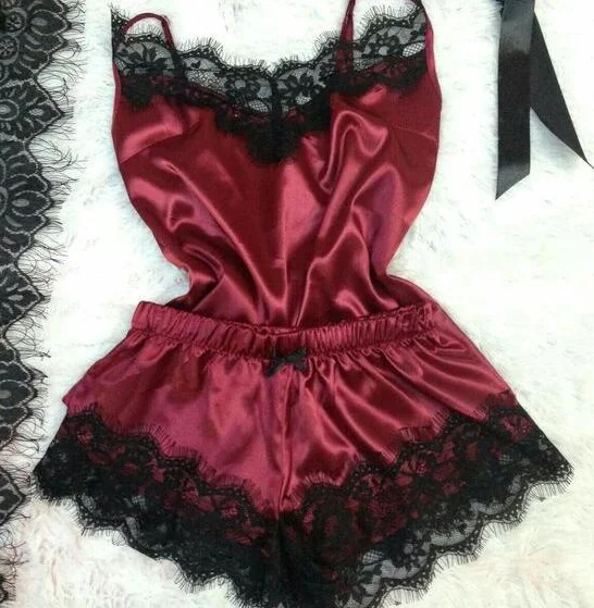 Hot style sexy lace comfort home ladies pajamas lace two-piece set from china buying agent