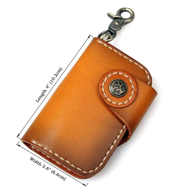 New Design Car Keychain Manufacturer Chain Real Cow Leather Storage Bag Key Case Men Leather Key Case Leather Key Case With Hook