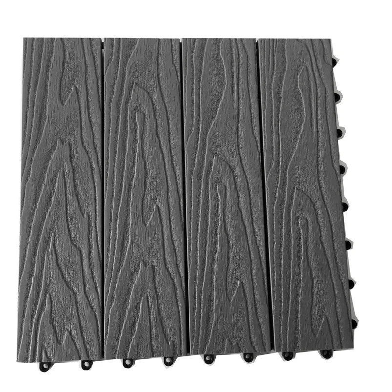 Garden Flooring Diy Tiles Deep Embossed Grid Wood Wpc Deck Tiles