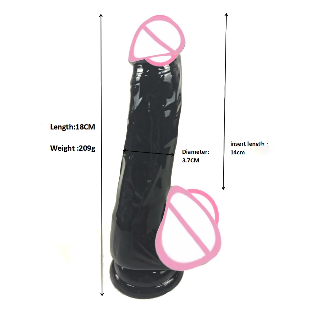 Xtoy Sexshop 18cm Black Adult Dildo Sexy Toy Crystal Realistic Seks Dildo Saxy Toy with Strong Suction Cup Sex Toys for Women