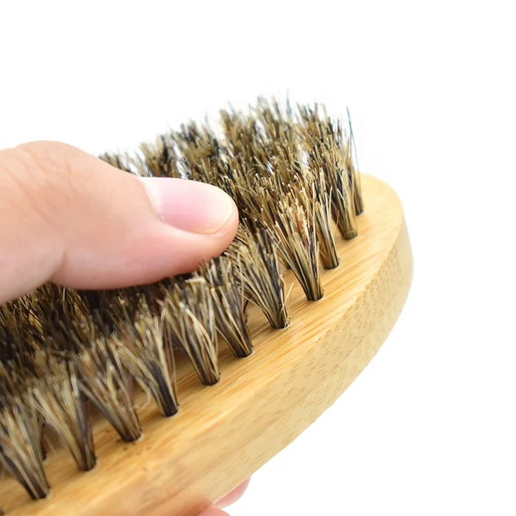 Wholesale custom men shave brush bamboo beard brush oval boar bristle brush for travel