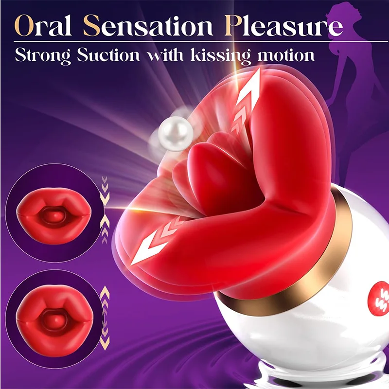 HMJ wholesale female waterproof good quality 2 in 1 rose sex toy sucker  tongue dildo sucking and licking clitoral stimulation