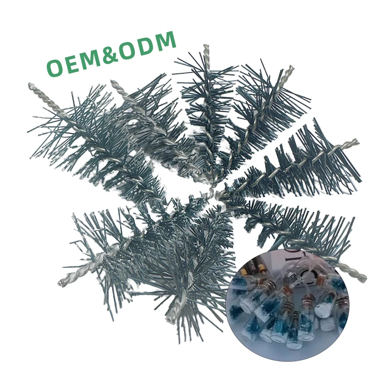 Home Table Top Decor Winter Ornaments Durable Mini Christmas Tree Shape Stainless Steel Wire Brush