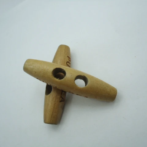 Engraved Personalused Custom Side Logo Shape Washable Coat Natural Wooden Toggle Button