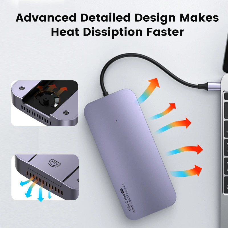 Hot Sale USB C Hub & SSD Case 2in1Docking Station with 100W PD+4K HD Media+1000M Lan+SD+TF+USB+DATA For Macbook