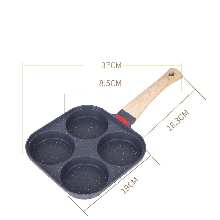 Egg Frying Pan 4 Hole Square With Lid Non-stick Aluminum Fry Pan Multiple Fry Pan