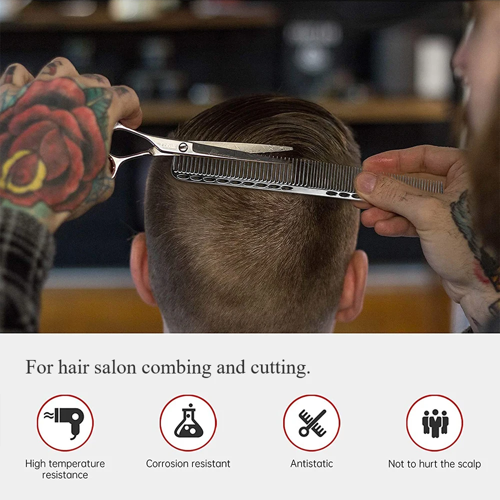 Professional Barber Comb Set Braider Combs Silver Comb For Salon or Barber Shop