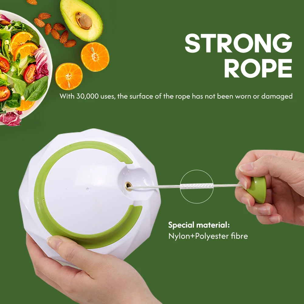 Manual Food Processor Vegetable Chopper Mini Hand Pull String Onion Chopper Garlic Mincer Cutter with 3 Stainless Steel Blades