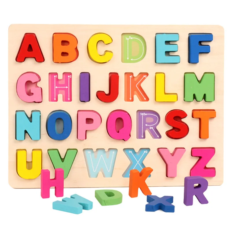 Wholesale Wooden Montessori Alphabets Puzzle Board Early Learning Educational Toy for Toddlers 2-4 Years WPT23-B