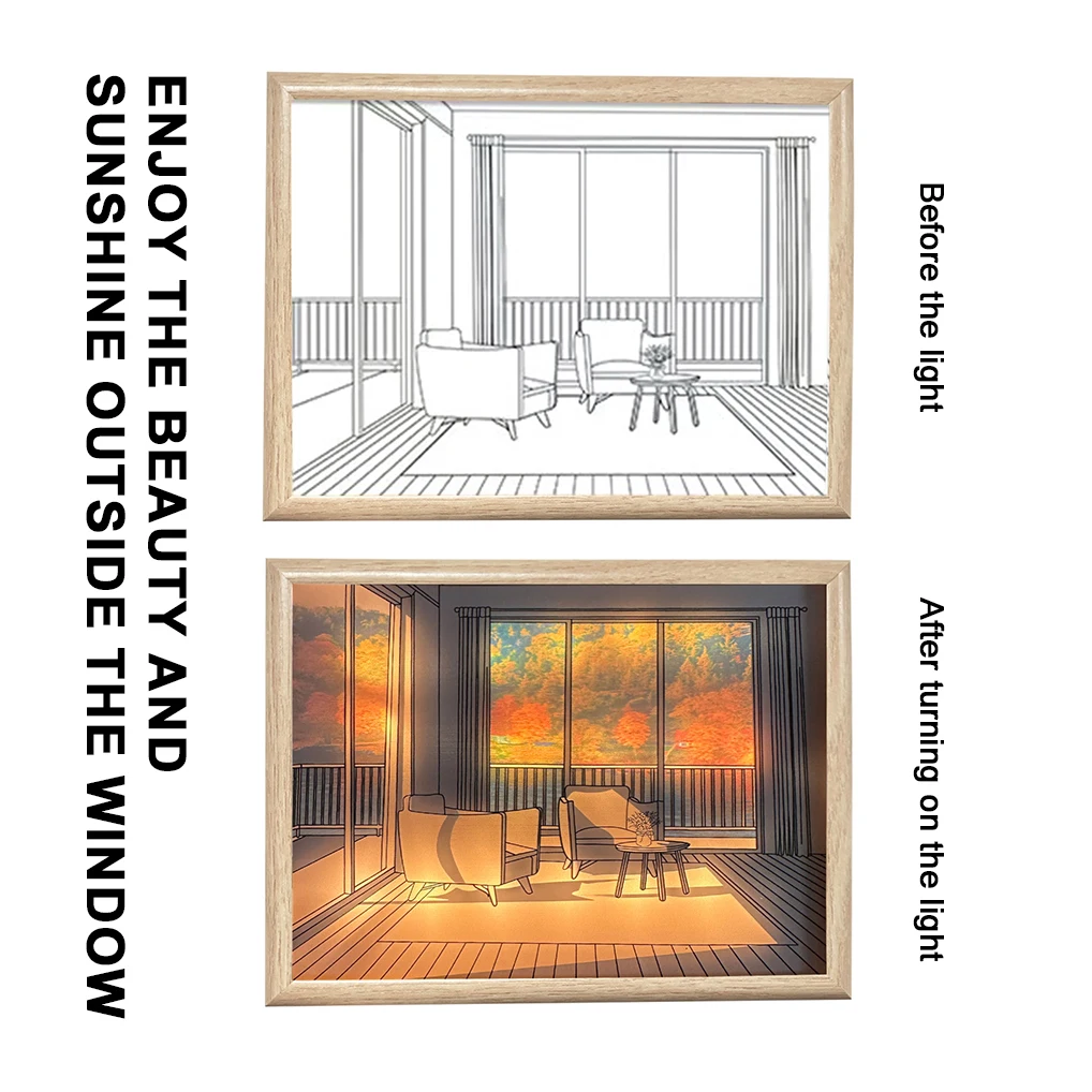 Usb Stereo Shadow Light Three Colors Dimming Picture Frame Painting Small Led Night Lights  LED Light and Shadow Painting