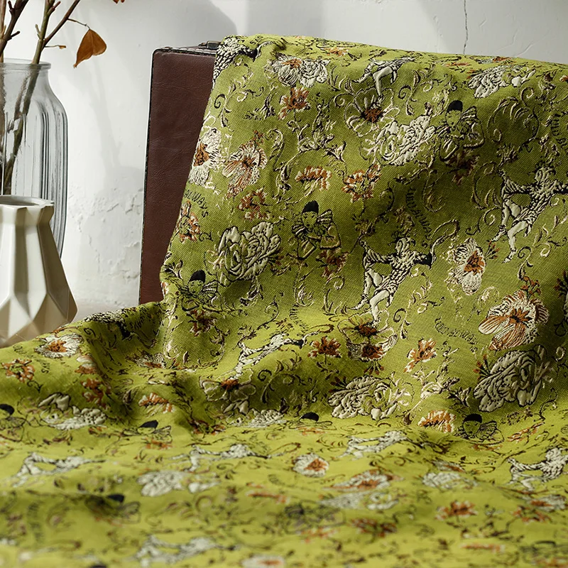 Hot Sale Rose Manor Dancing Clown Embossed Fabric High Quality Gold Silk Lurex Fabric Fashion Jacquard Fabric