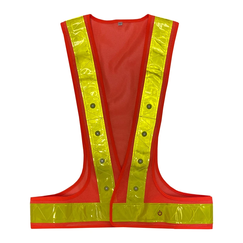 Custom Logo Construction Safety Reflector Vest belt Rechargeable Running Cycling Led Light Flash Reflective Vest