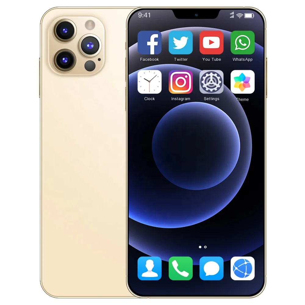 I12Pro Max мобильные телефоны 2G + 16G 2Mp + 8Mp 6,7 дюймов Новый Android сотовый телефон 4G смартфон i12pro max