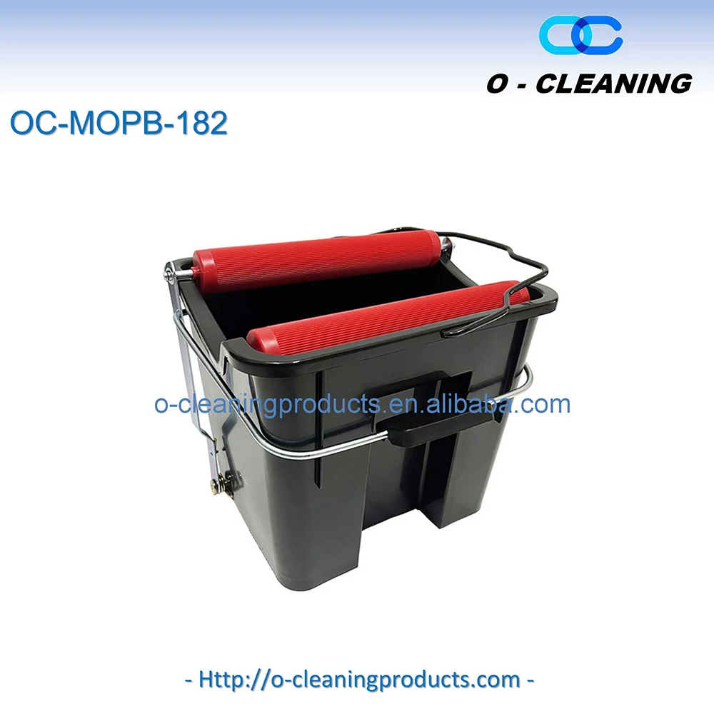 O-Cleaning HeavyDuty Plastic Step-On Roller Marine Mop Bucket With Wringer,Foot Pedal Squeeze Bucket Square Cleaning Wash Bucket
