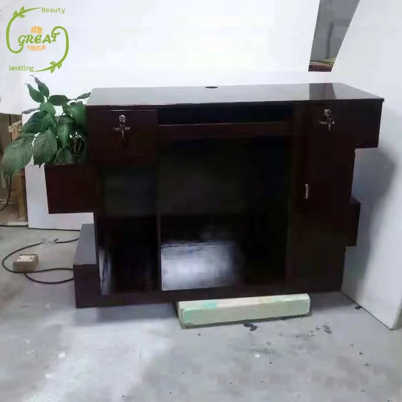Great Foshan Factory Hot Sale Standing Reception Desk Used Reception Desk Nail Salon Reception Desk