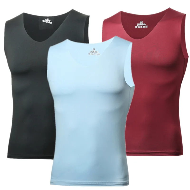 Мужской бесшовный облегающий жилет LYX001 из вискозы, спортивная одежда с широкими/узкими плечами и V-образным вырезом, тонкое летнее нижнее белье без рукавов