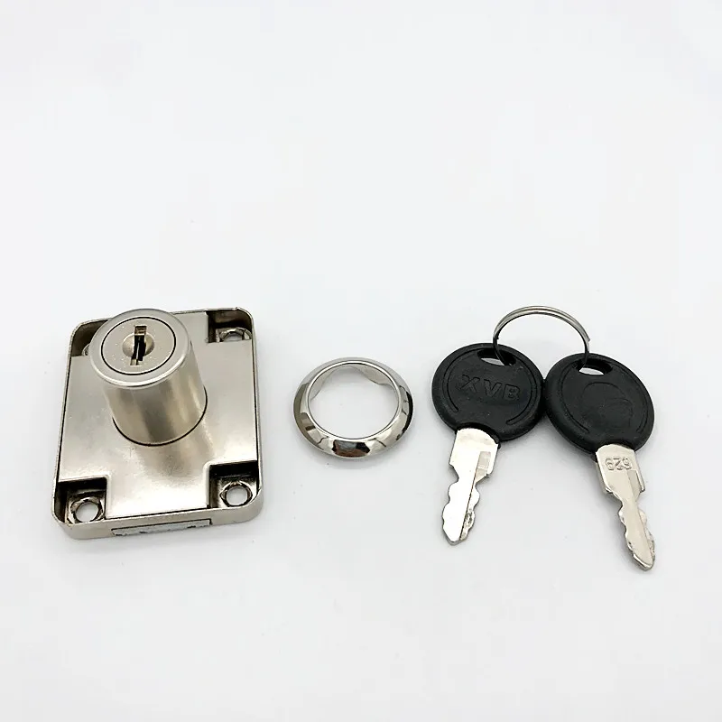 Nickel Plated Iron Material XVB Iron drawer lock - furniture lock Drawer Locks with Two Plastic Keys