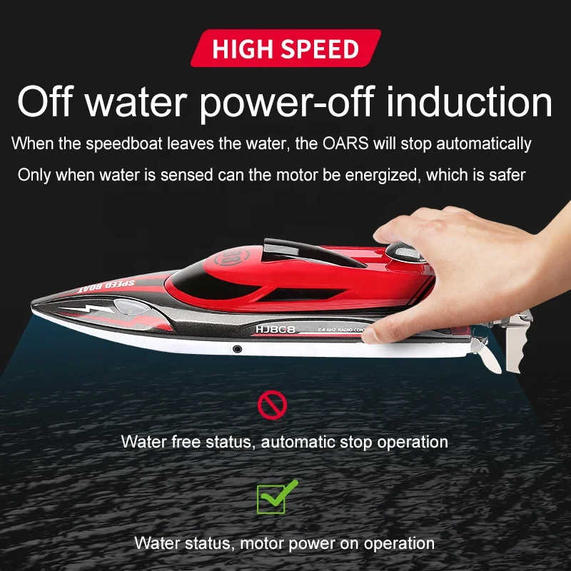Amiqi Hj808 Hot Sale 2.4G Premium Quality Rc Boat 25Km/H High Speed Remote Control Racing Ship Water Speed Boat Model Toy