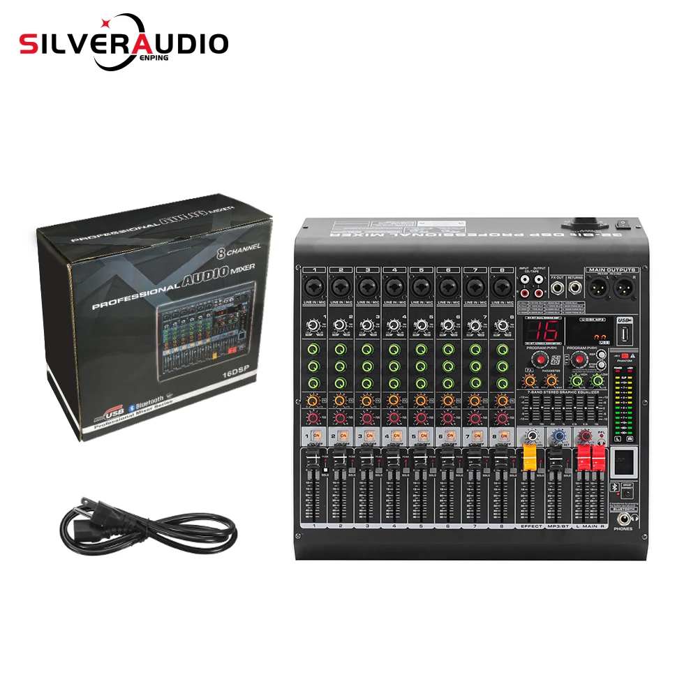 GAX-MC8 Digital Effects 8-Channel Mixing Console 24 Bit DSP Blueteeth Mixing Console Equipment DJ Mixing Console Equipment