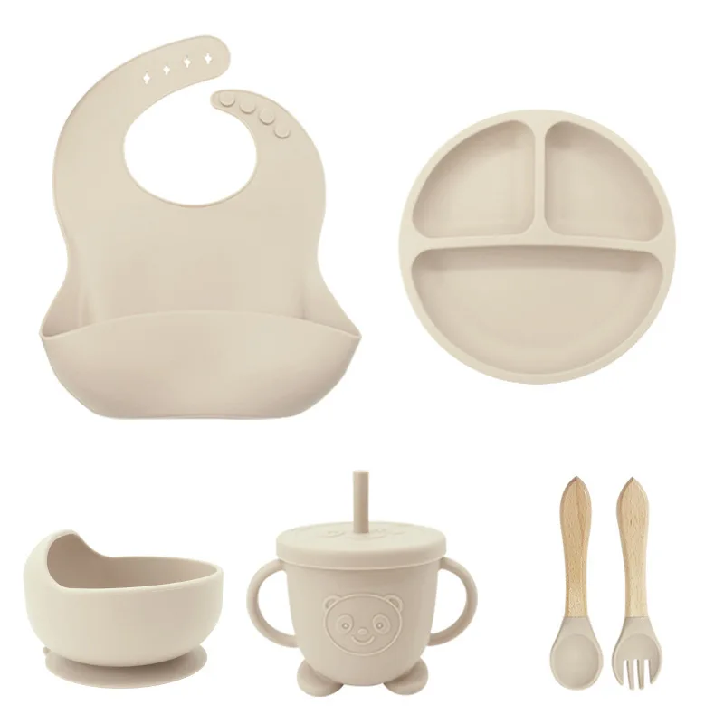 Wholesale Product Baby Product Silicone Table Mat Plate Bowl Spoon Fork Sippy Cup Tableware Silicone Baby Feeding Sets Baby Set