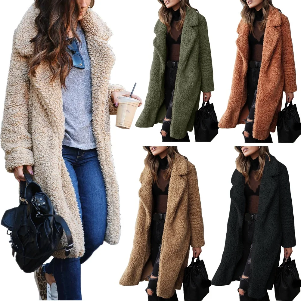 Couple Elegant Thick Faux Fur Teddy Coat Women 2021 Winter Warm Soft Lambswool Fur X-long Jacket Plush Overcoat Casual Outerwear