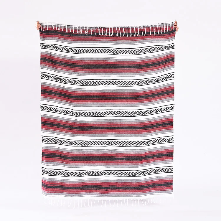 Wholesale Handmade Traditional Woven Mexican Colorful Cotton Picnic Couch Blanket For Seat Cover