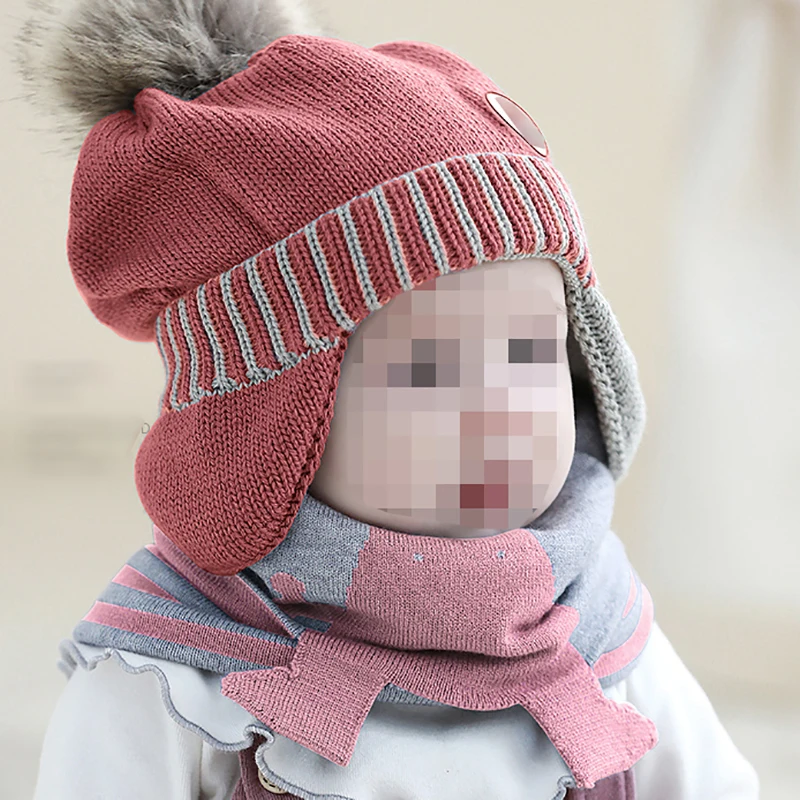 Winter cute cashmere beanie knitted new born baby hat winter baby cap