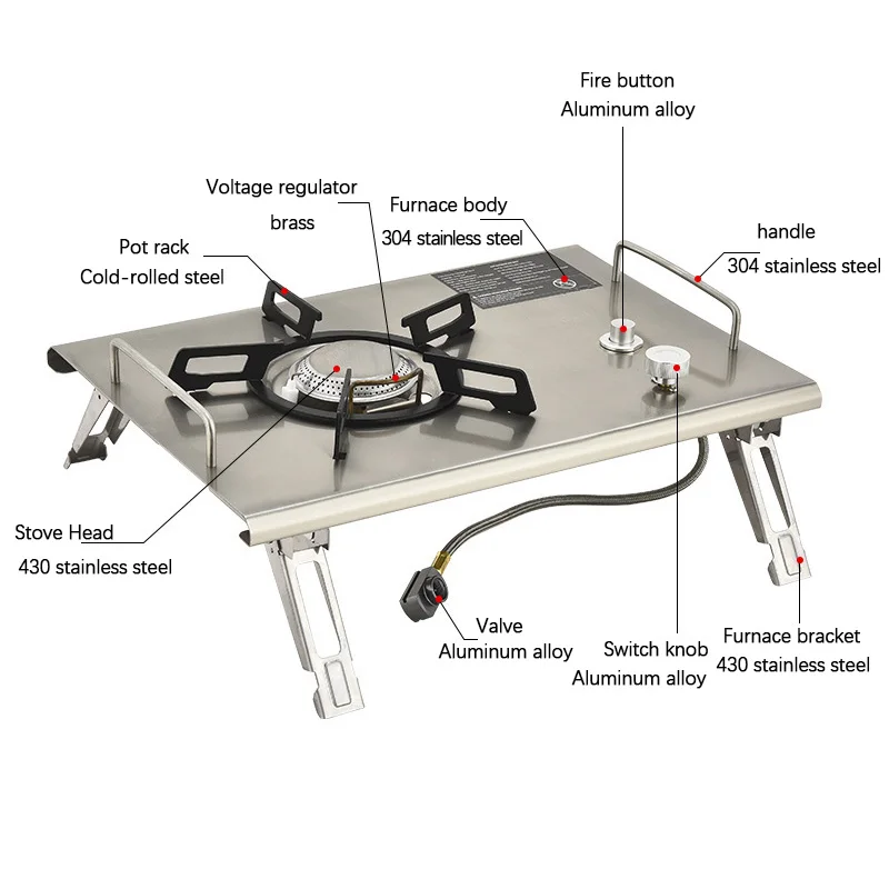 4000W Outdoor Portable Stainless Steel BBQ Tabletop Cooking Stove Folding Burner IGT Camping Picnic Cooker Camping Gas Stove