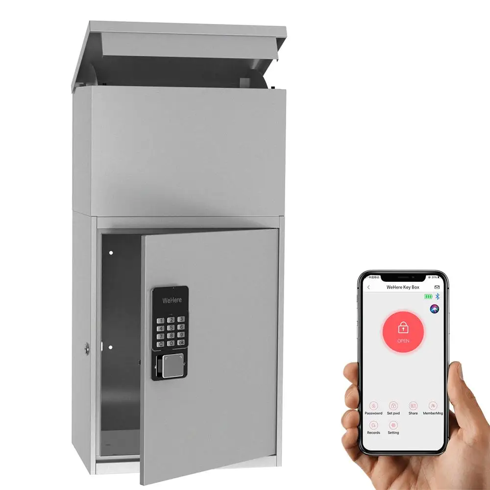 Electric Parcel Delivery Box Package Drop Off Box with Combination Lock Mail Box Steel Outdoor