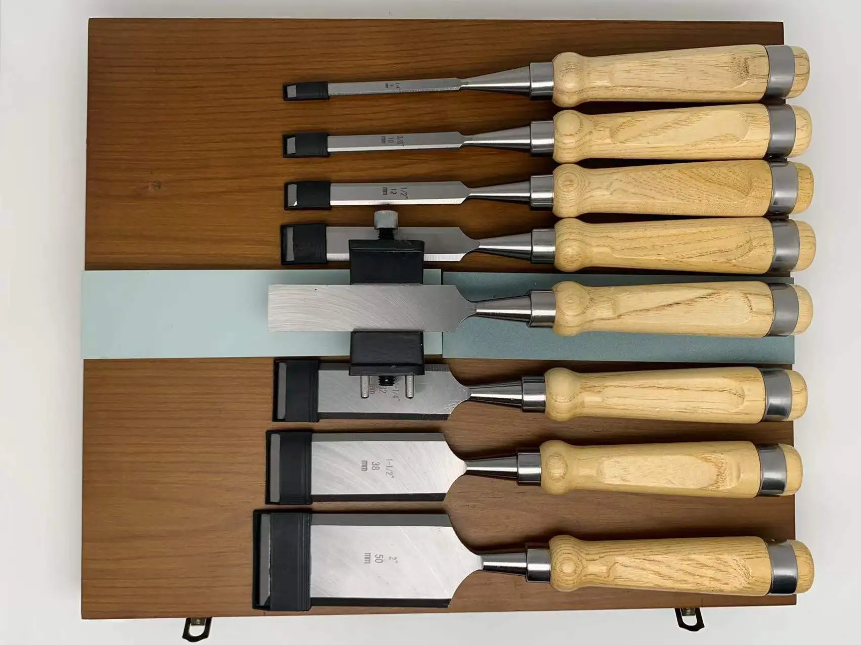 High Quality 11pcs Wood Carving Chisel Set with Sharpening Stones Wooden Box