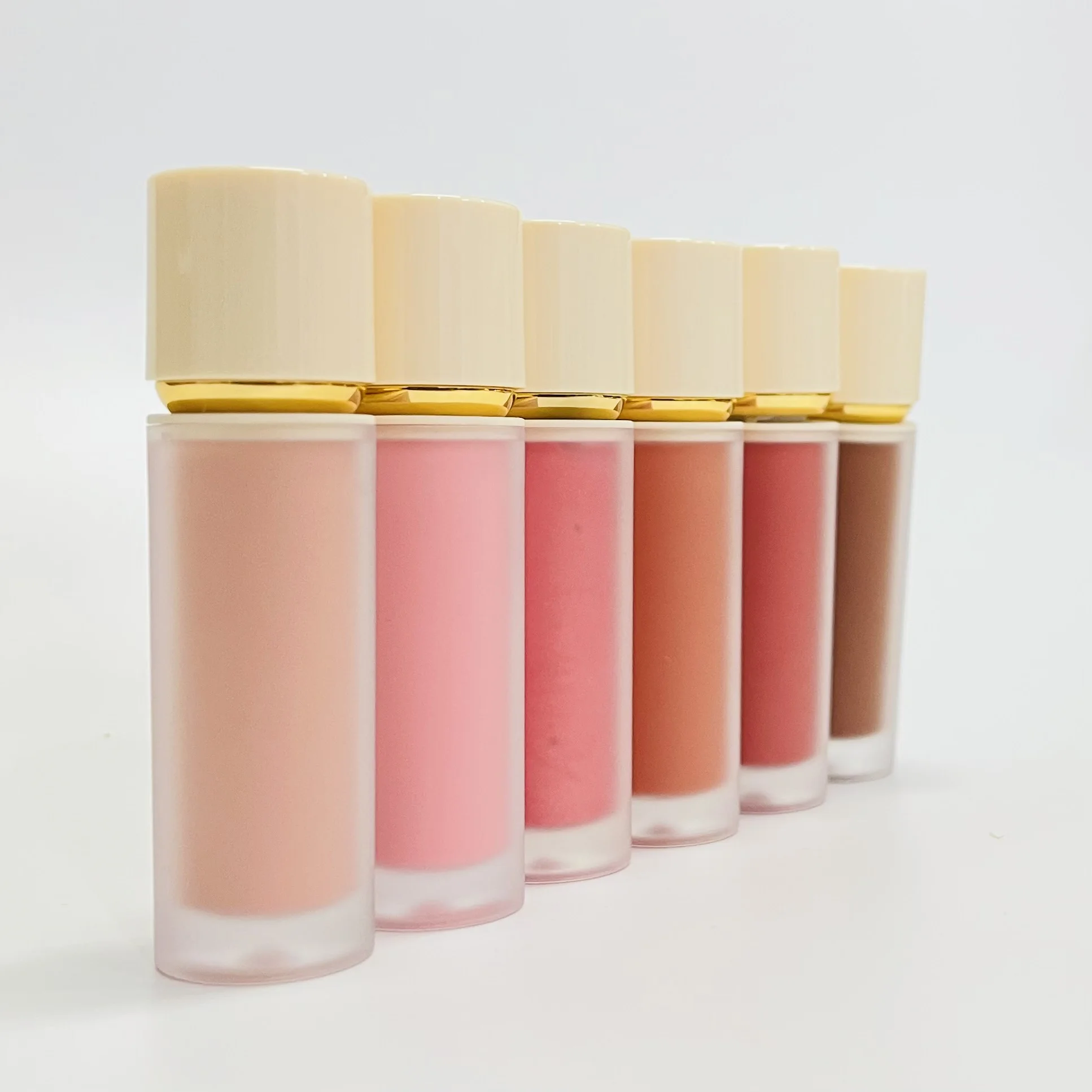 Factory custom tube box vegan matte finished soft pinch liquid blush private label