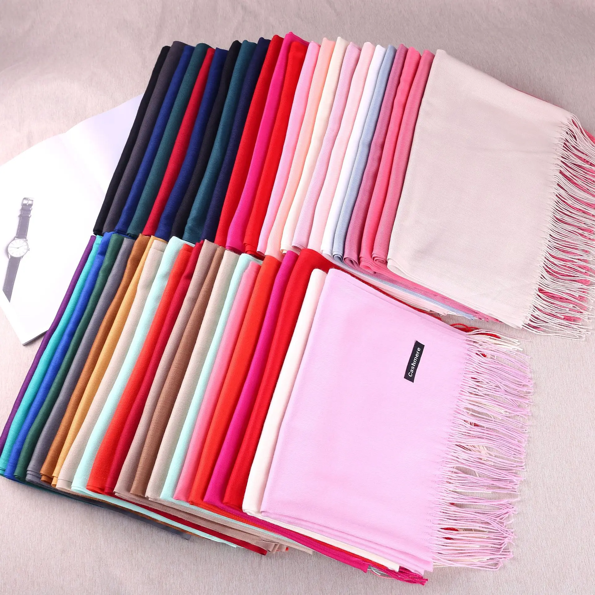 wholesale cheap 70*180cm square large size women long Winter Faux Cashmere Scarf multi Colors solid Pashmina Scarves Shawls