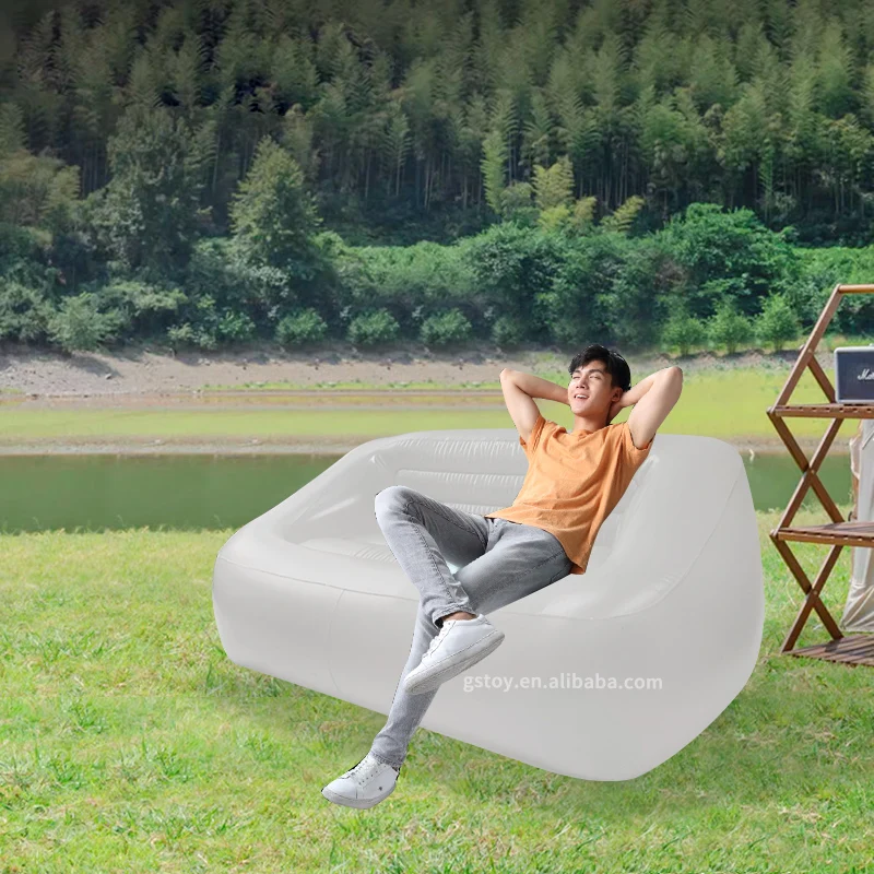 Frosted white PVC couch camping Lazy air sofa bag indoor relax leisure inflatable sofa