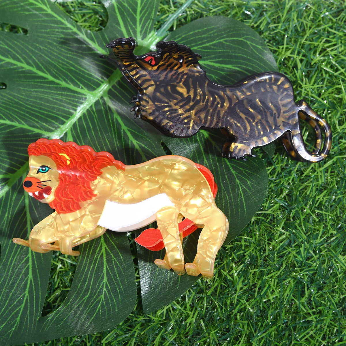 personalized custom acrylic lion animal hair claw clip strong hold hair claw clips for women