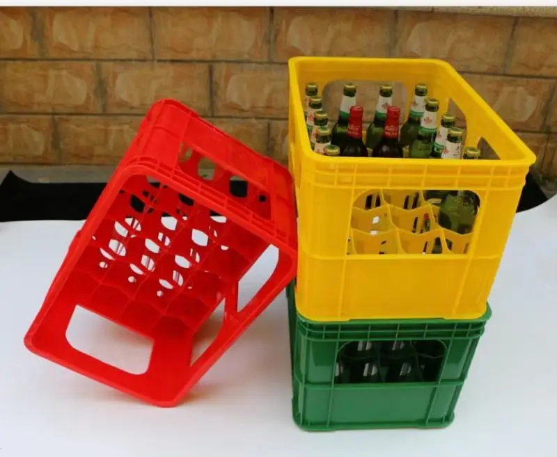 Heavy duty 12/24 bottles 75*75 mm Hole Bottom Plastic Beer Glass Bottle Drink Crates