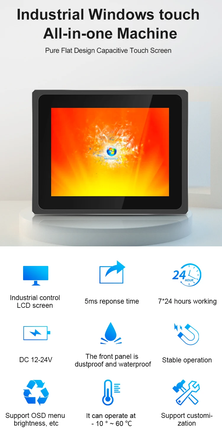 10.4 inch X86 generation2 i5 all in one computer waterproof touch screen panel pc fanless industrial mini pc