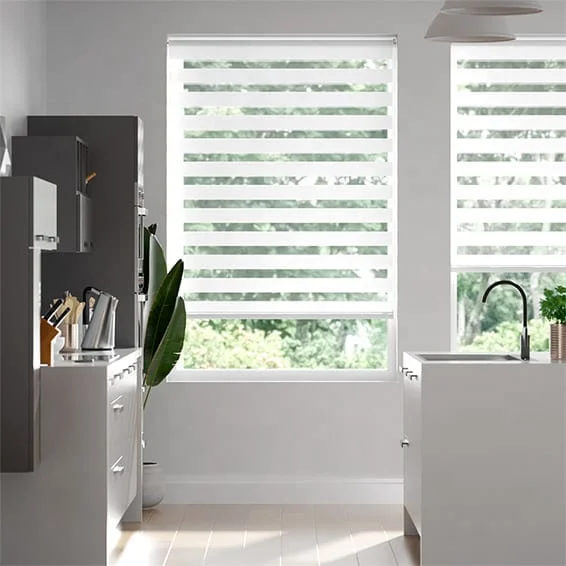 Modern Zebra Blinds Motorized Wifi Smart Venetian Style Fabric Zebra Blinds Window Shades Waterproof And For Office Or Hotel Use