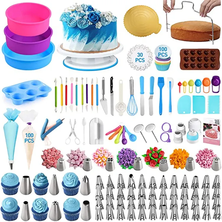 342pcs cake stand set with Silicone Cake Pans Rotating Turntable Baking Tools for Cake Lovers