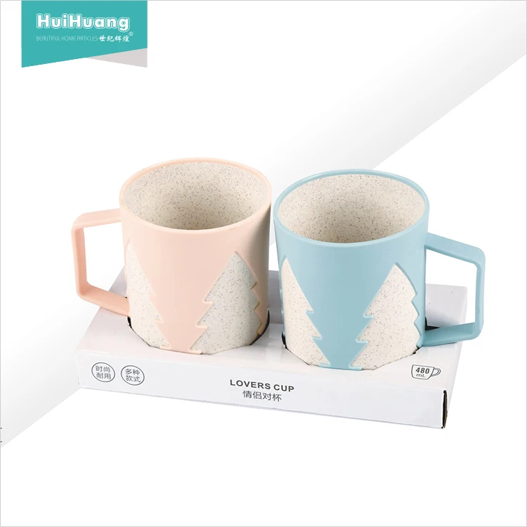 Оптовая продажа Экологичная соломенная Рождественская елка на заказ кофейные кружки пластиковая зубная щетка чашка для подарка