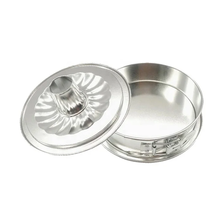 7 Inch Eco Friendly Tinplate Leakproof Springform Cake Pan with Flat and Tube Base Quick Release Latch